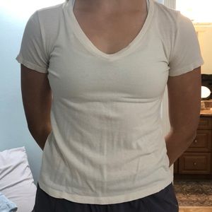 White V-neck tee